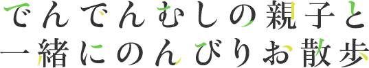 でんでんむしの親子と一緒にのんびりお散歩